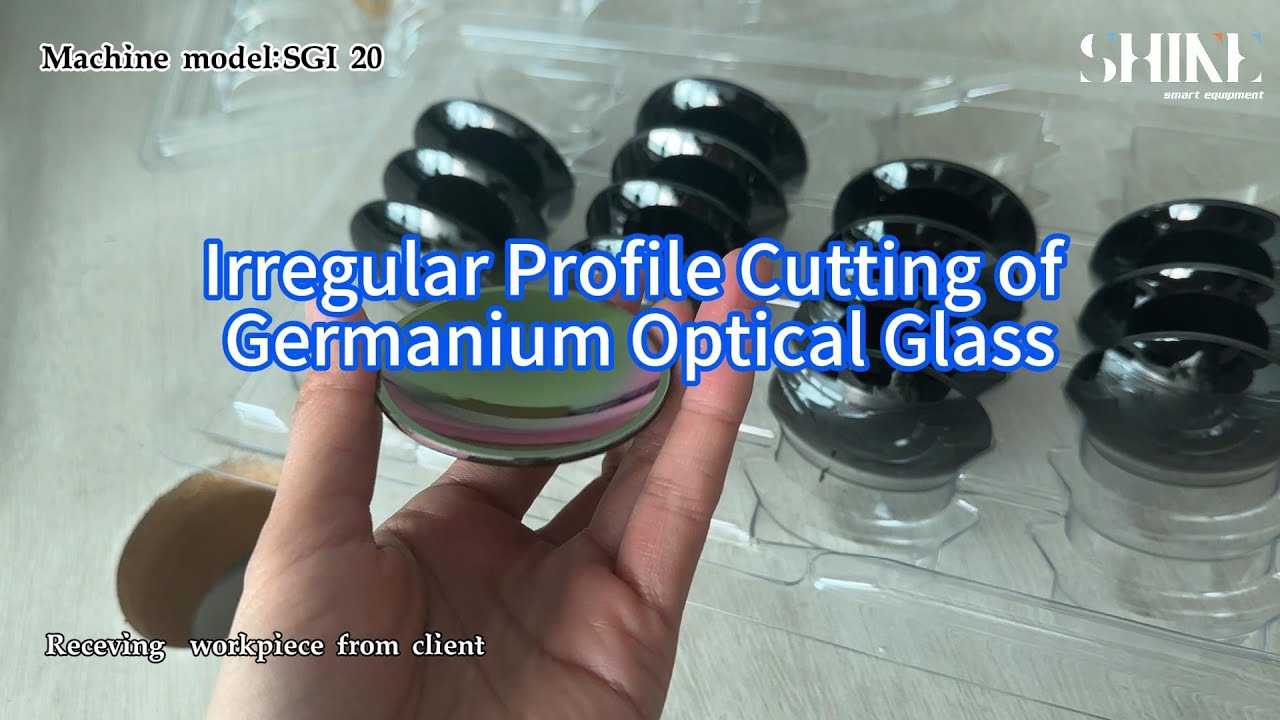 Corte de perfiles irregulares de vidrio óptico de germanio - Sierra de hilo de diamante/ Máquina de corte de perfiles CNC
