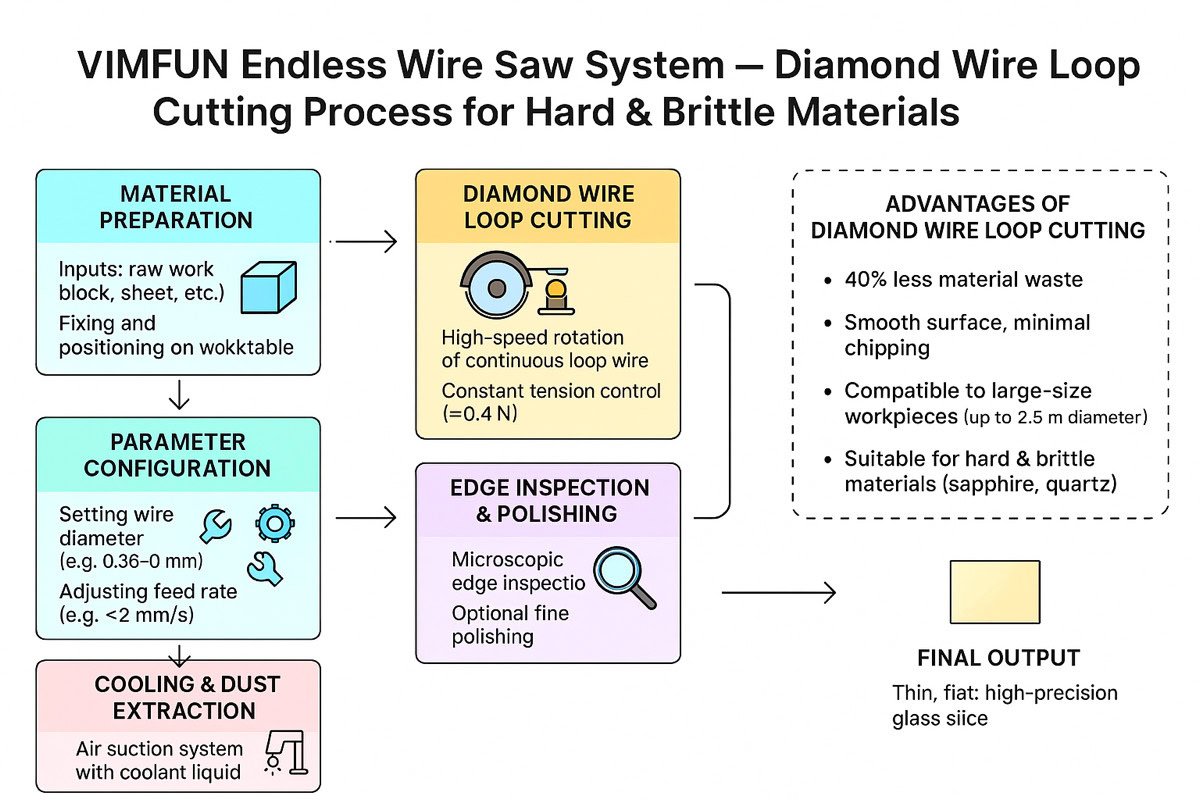 Diamond wire cutting workflow for hard and brittle materials