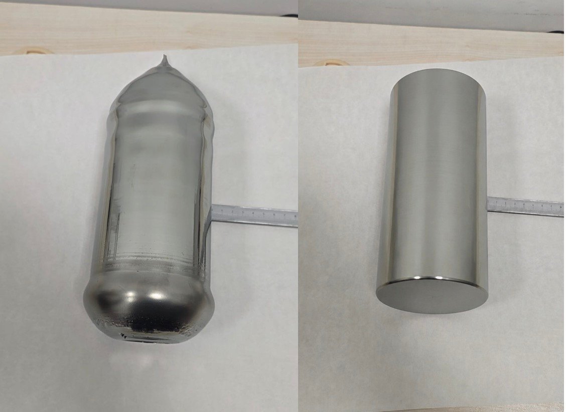 SGI 40 endless diamond wire saw contour-cutting a germanium ingot into smaller rods