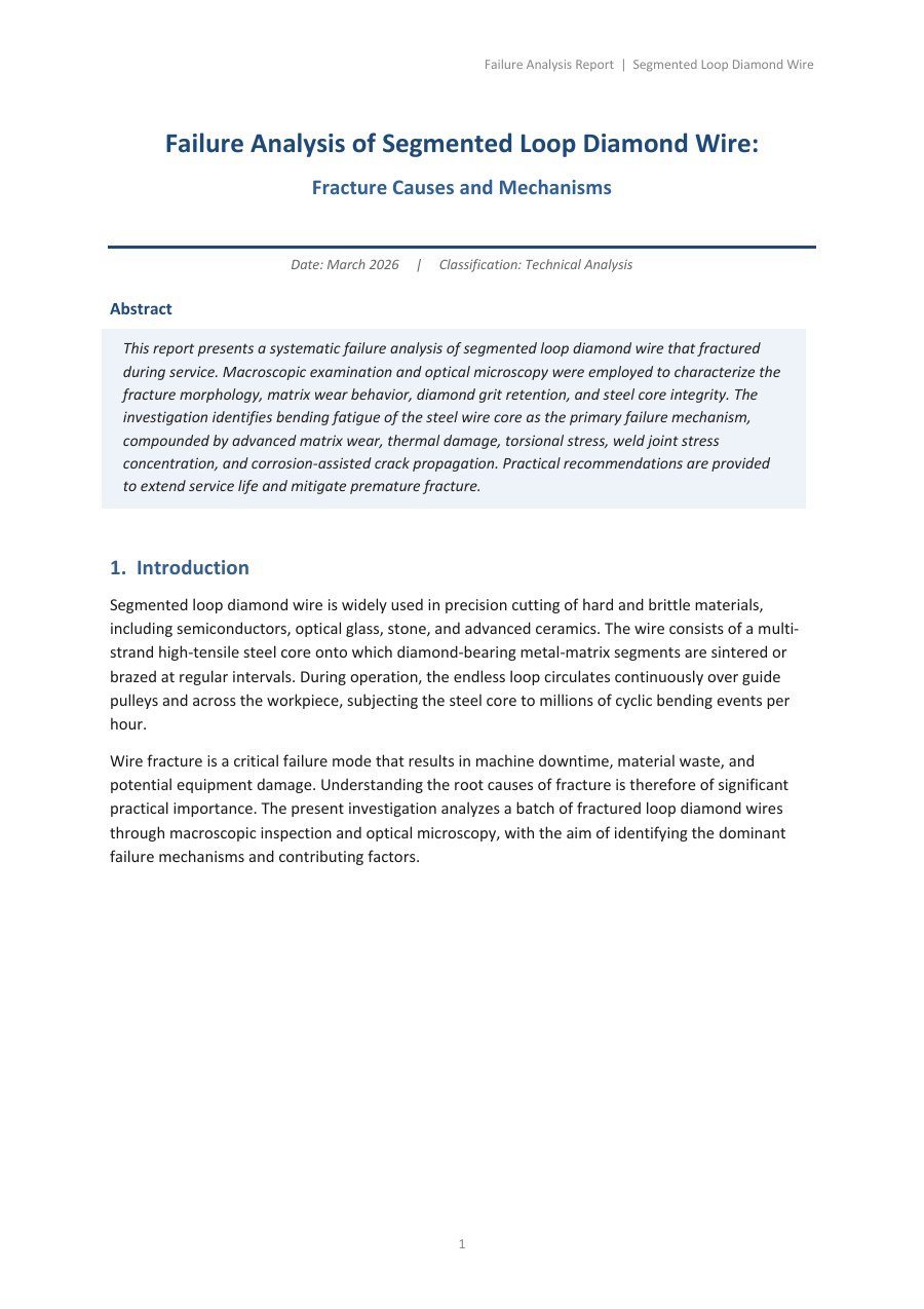 Diamond wire failure analysis guide cover