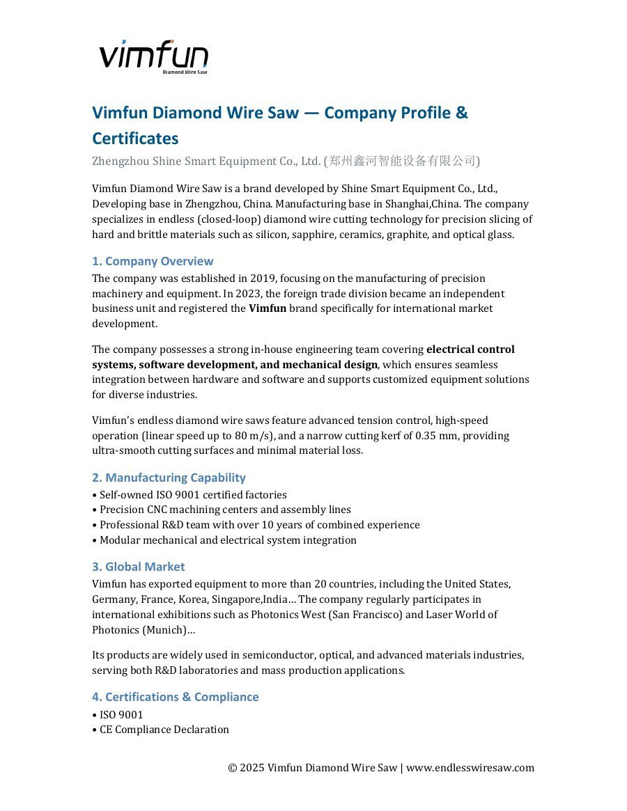 Vimfun company profile and certificates cover